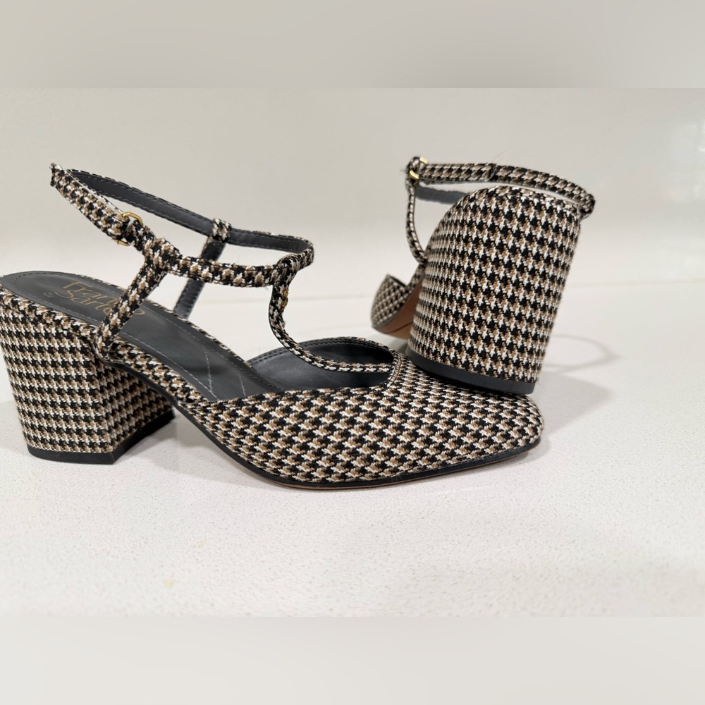 Tasha Women's Black and Cream Houndstooth Heels